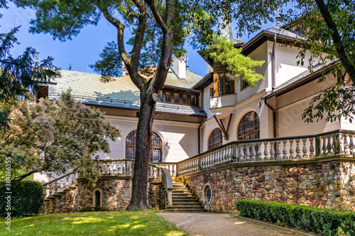 Side view of historic manor house and museum of Henryk Sienkiewicz, polish novelist and journalist, Nobel Prize winner in Oblegorek, Poland