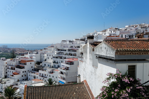 A view across the old town of Salobrena, Granada, Spain with copy space