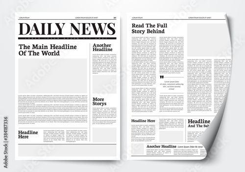 Vector Illustration Daily News Paper Template With Text And Picture Placeholder. photo