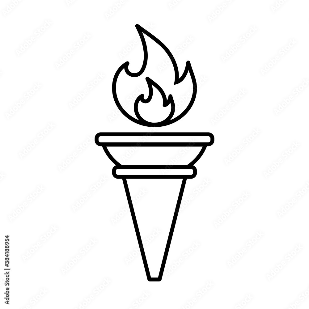 Flat line Torch icon. Symbol fire hot, flame power, flaming and heat. Flat line Torch icon. Symbol fire hot, flame power, flaming and heat.