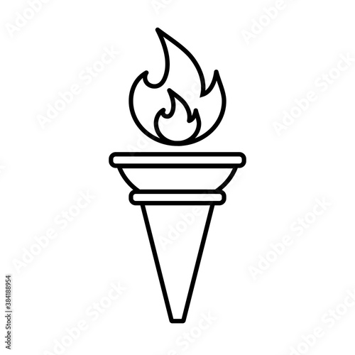 Flat line Torch icon. Symbol fire hot, flame power, flaming and heat. © Ruslan