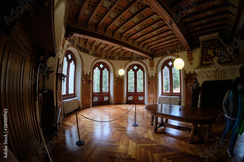 SEPT 2020 - interior view of the Savoia Castle - Gressoney-Saint-Jean, Valle d'Aosta region, Italy