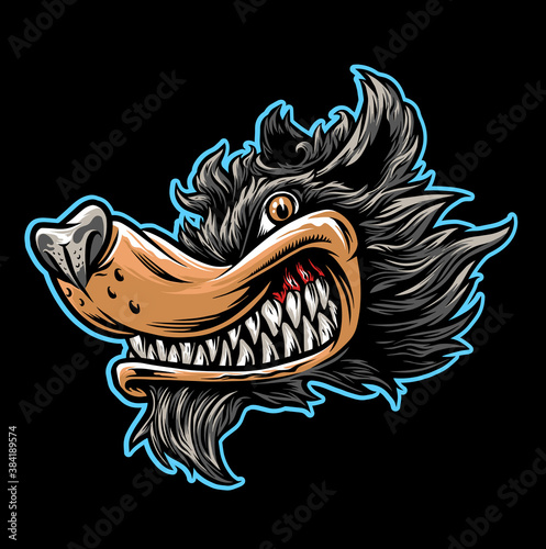 stock vector wolf cartoon object illustration photo