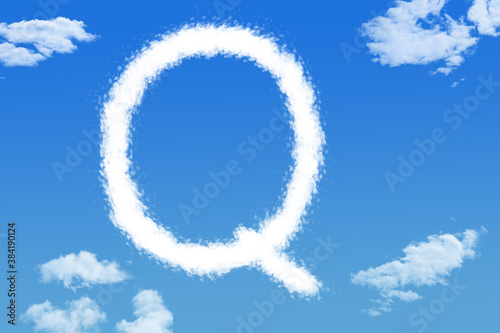 Letter Q cloud shape on blue sky