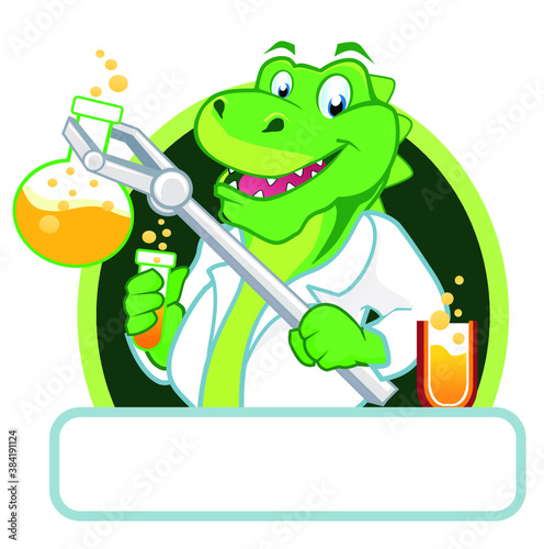 dinosaur scientist cartoon in vector