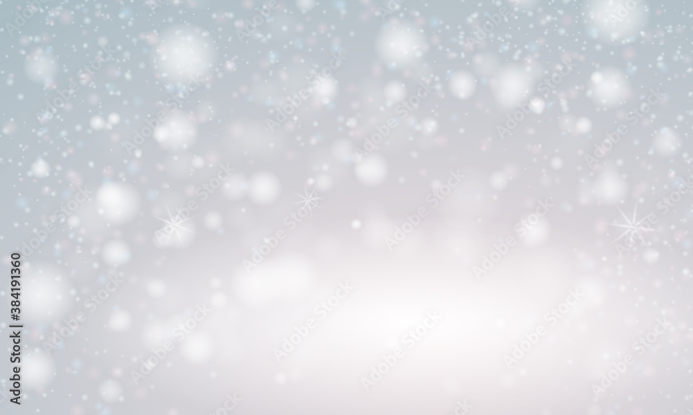 New year banner with snow and stars. Christmas card for party, holiday design, decor. Vector illustration.