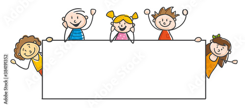 Kids with Paper Banner white