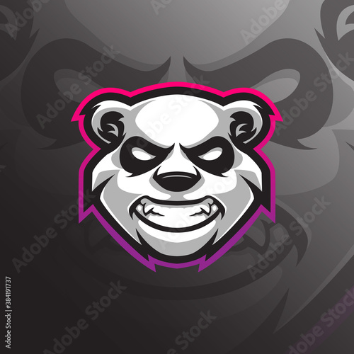 panda mascot logo design vector with modern illustration concept style for badge, emblem and tshirt printing. panda head illustration.