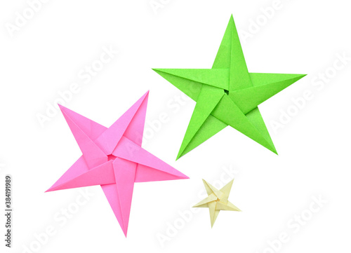 two origami paper stars photo
