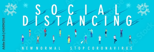Social distancing banner design to prevent epidemic disease.