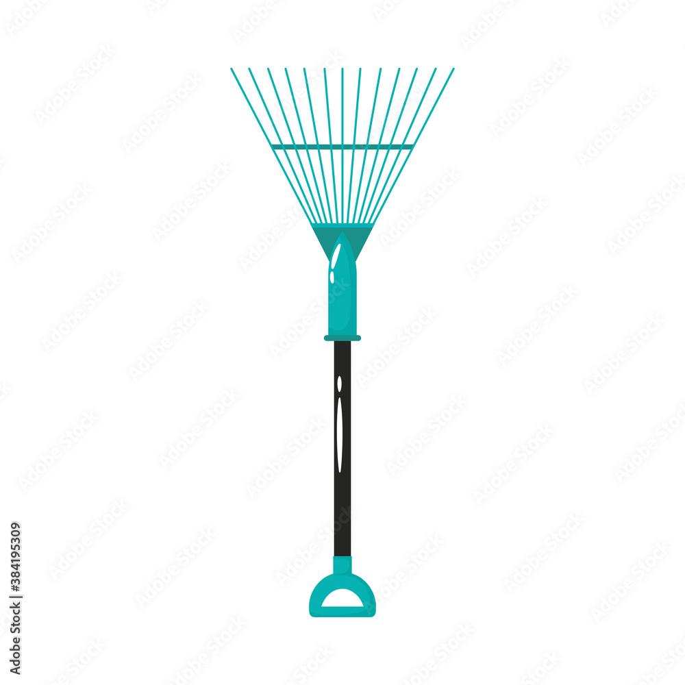 rake gardening tool flat style icon
