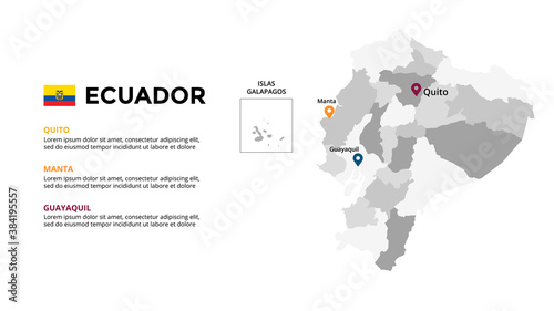 Ecuador vector map infographic template. Slide presentation. Global business marketing concept. South America country. World transportation geography data. 