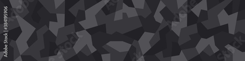 Geometric camouflage seamless pattern. Abstract modern camo, black  modern military texture background. Vector illustration.