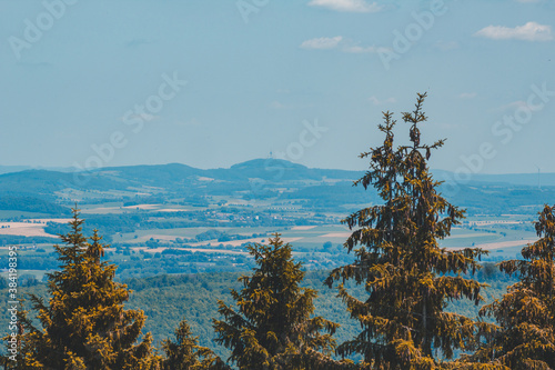 Teutoburg Forest. View of landscape at Teutoburg Forest / Egge Hills Nature Park. View from Velmerstot hill in North Rhine Westphalia, Germany photo