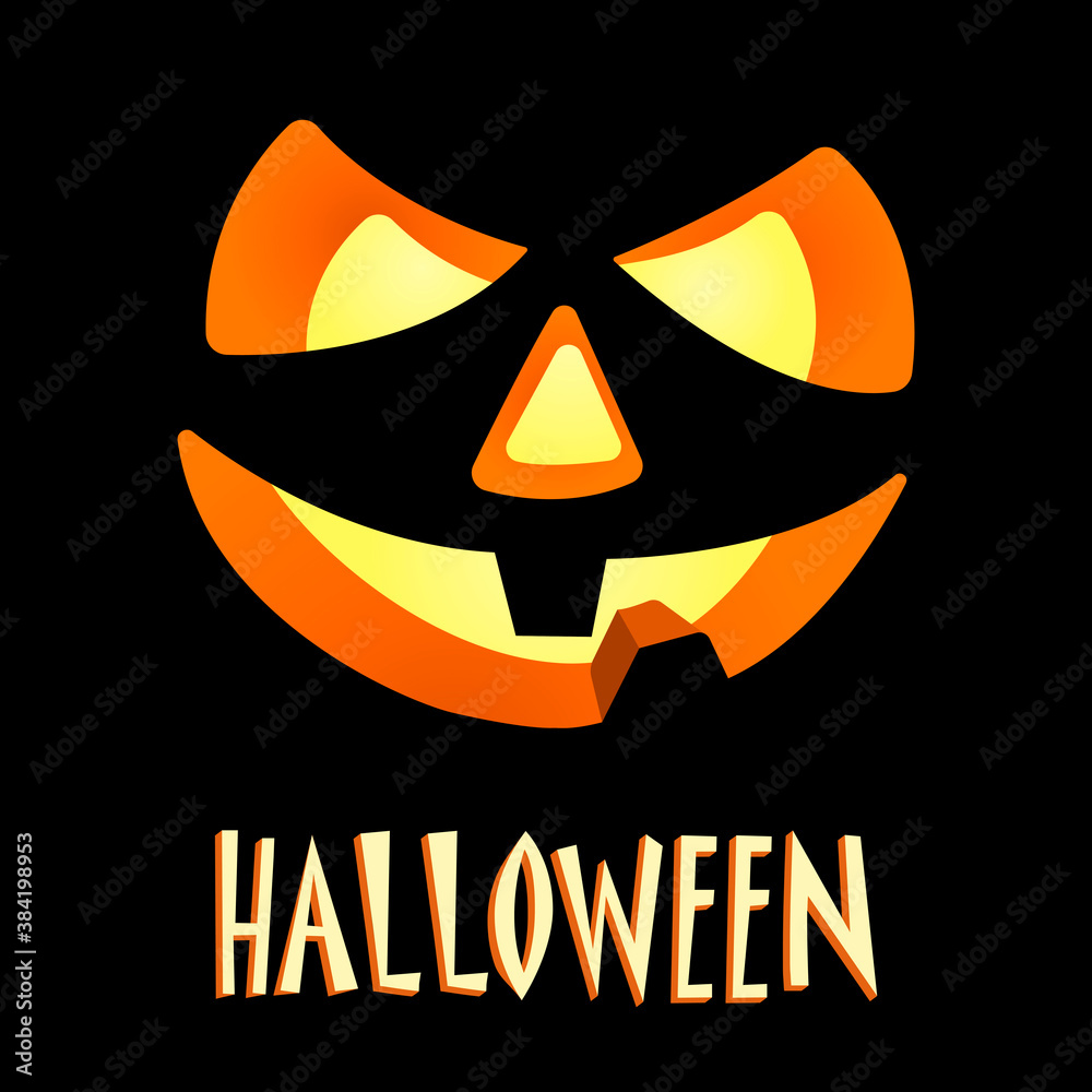 Halloween scary face and text. Halloween black background, lantern face. Halloween scary face and text. Halloween black background, lantern face.