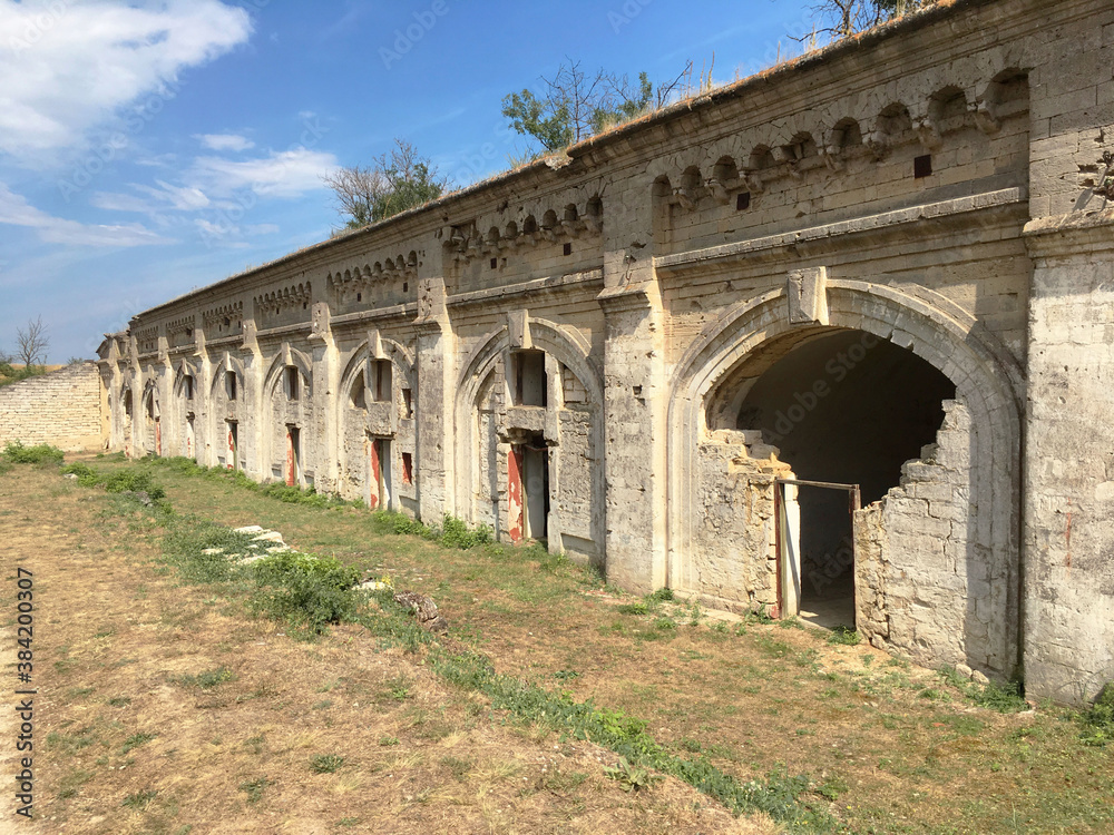 Crimea, Kerch / July, 2019: Military barracks in the fortress of Kerch. Architect E. I. Totleben