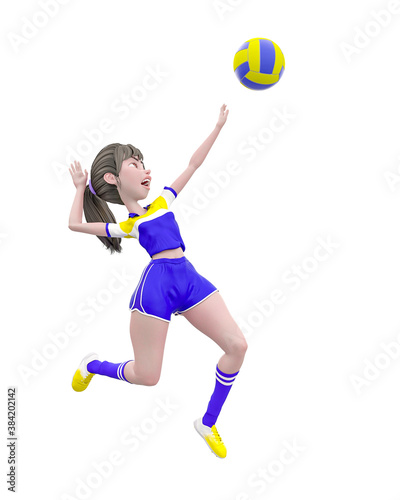 footballer girl is jumping and playing volley ball © DM7