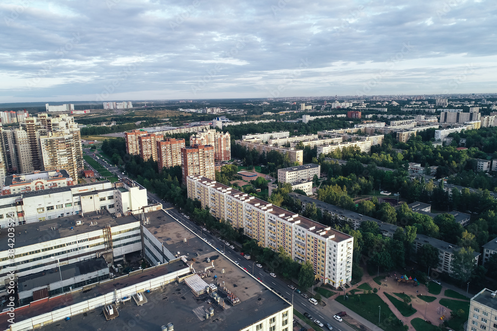 Obraz premium Aerial Townscape of Saint Petersburg City. Kalininsky District