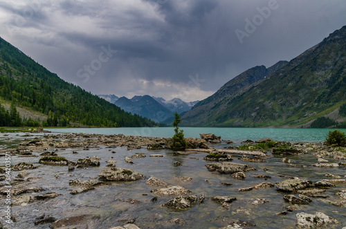 Mountain lake with turquoise water