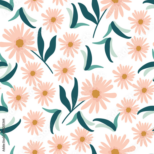 Seamless floral pattern with hand-drawn pink flowers vector illustration. Good for cover  fabric  textile  stationary  card  wallpaper  wrapping wrap.