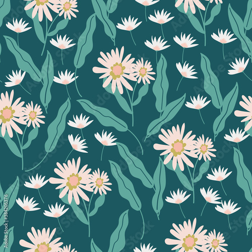Seamless floral pattern with hand-drawn pink flowers vector illustration. Good for cover, fabric, textile, stationary, card, wallpaper, wrapping wrap.
