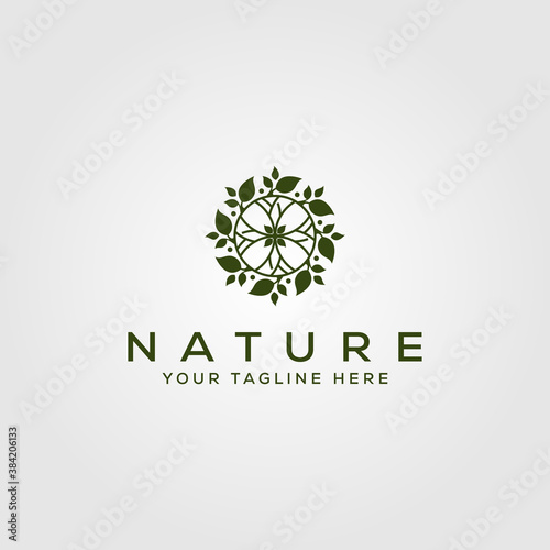 nature leaf circle logo vector illustration design, green leaf logo