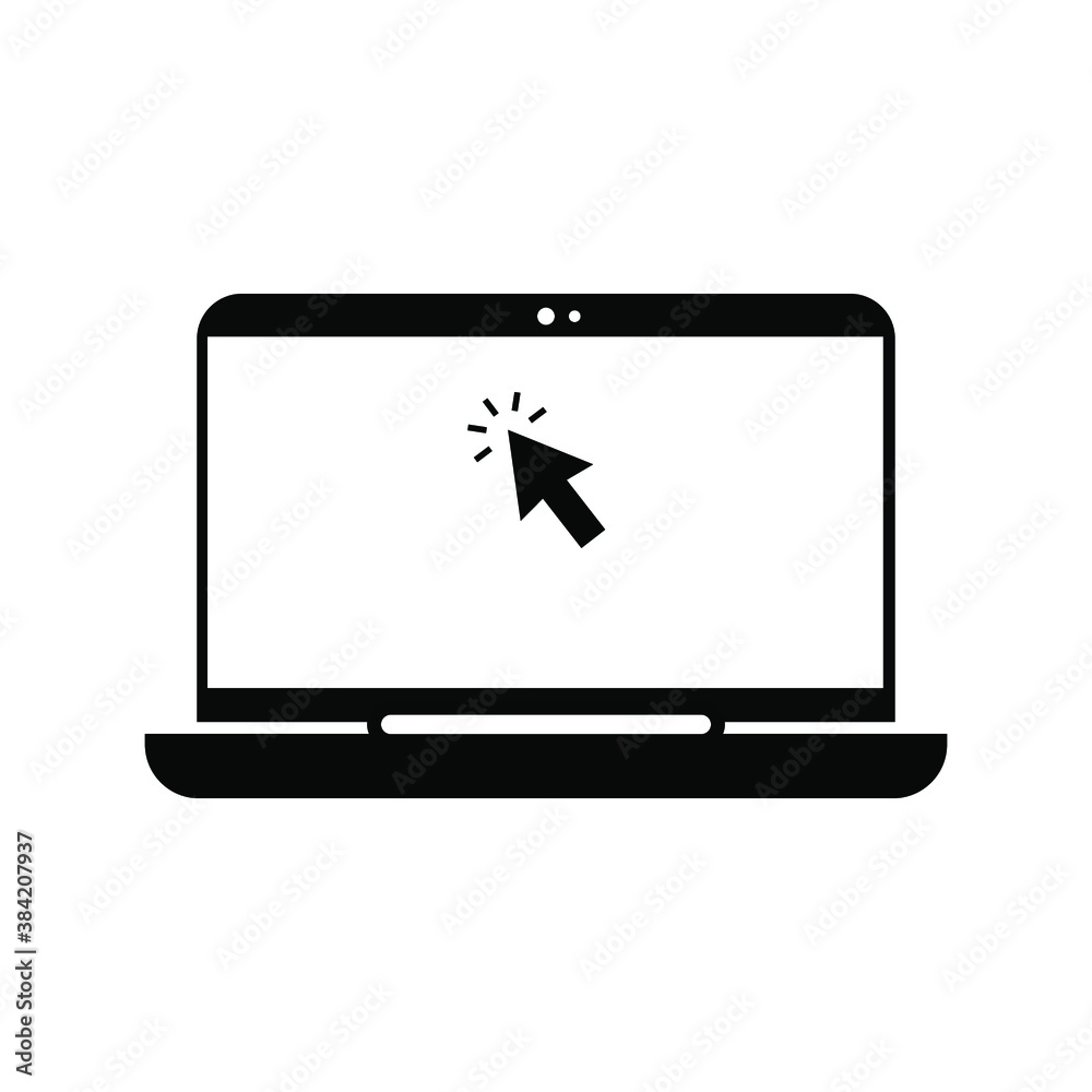 Globe on screen of laptop icon flat style in trendy design isolated. vector illustration. color editable Globe on screen of laptop icon flat style in trendy design isolated. vector illustration. color editable