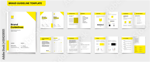 Brand Guidelines Template Yellow Brand Manual Template Brand Guide Brochure Brand Guide Book Brochure Layout