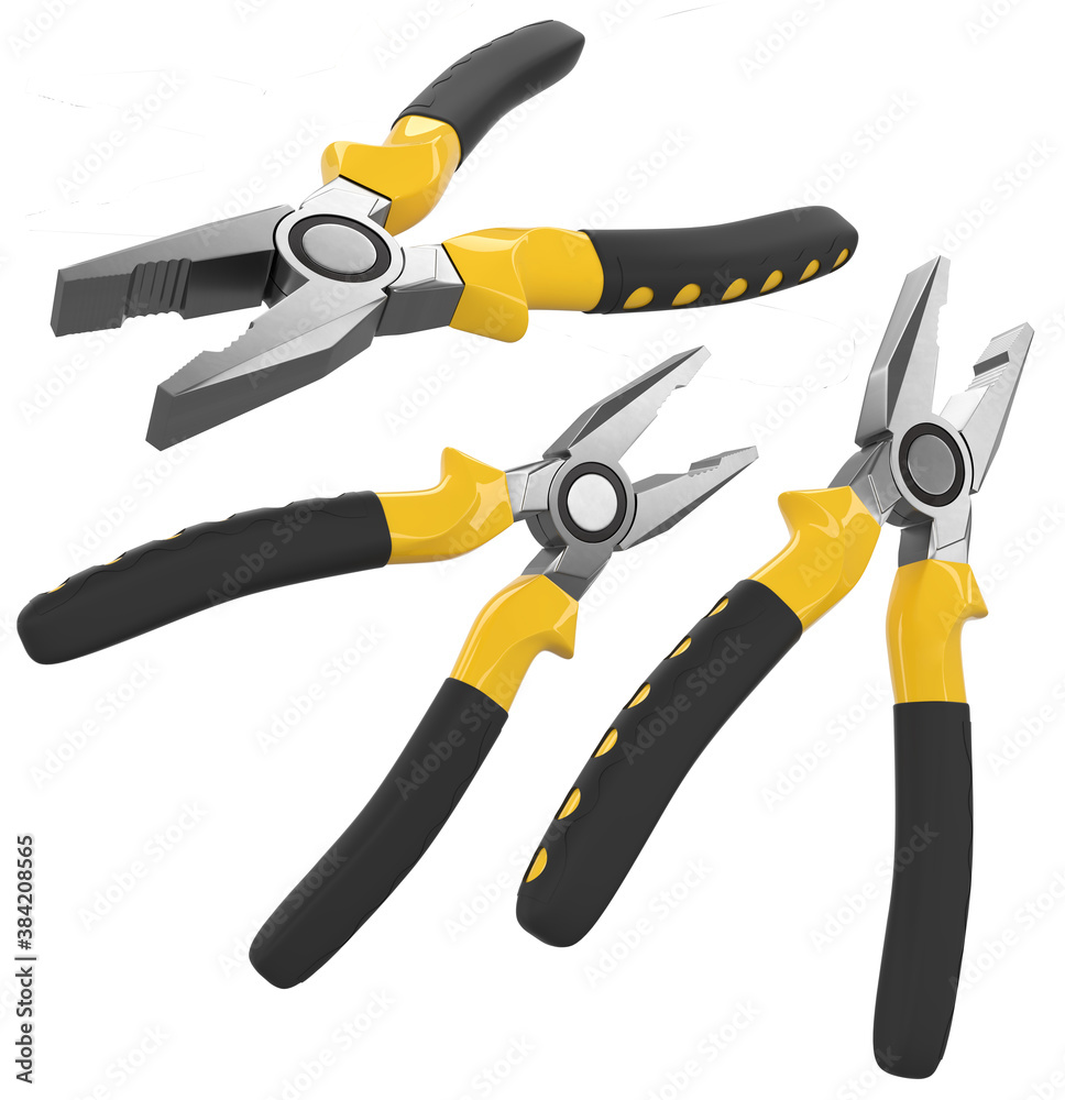 Obraz premium Set of yellow hand tool pliers for repair and installation