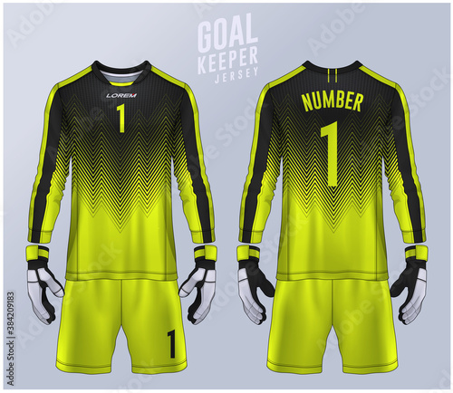 Goalkeeper jersey,t-shirt sport design template, Long sleeve soccer jersey mockup for football club. uniform front and back view.