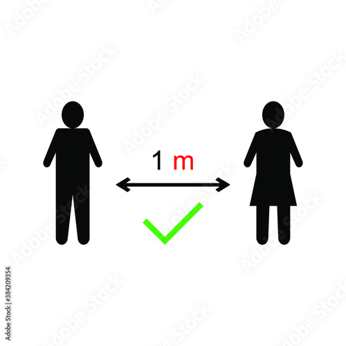 illustration Social distancing. Preventive measures. Keep the 1 meter distance. Coronovirus epidemic protective equipment. Vector illustration. eps 10