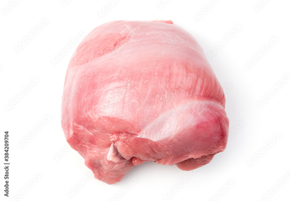 Meat, pork tenderloin on a white background. Grocery background. The concept of food.