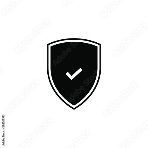 Shield Check Mark Icon Vector Illustration. on white backround
