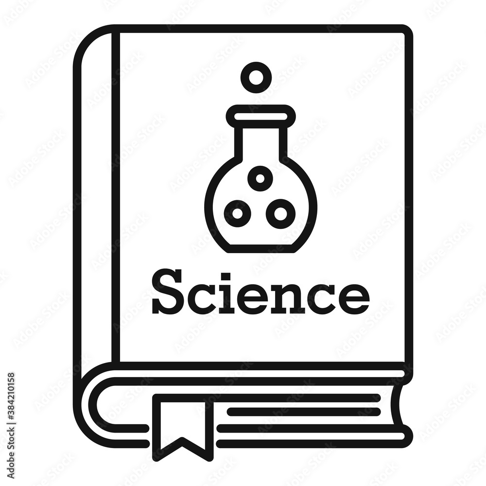Science book icon. Outline science book vector icon for web design isolated on white background