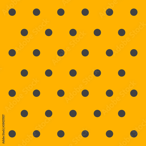Halloween pattern polka dots. Template background in black and orange polka dots . Seamless fabric texture. Vector illustration