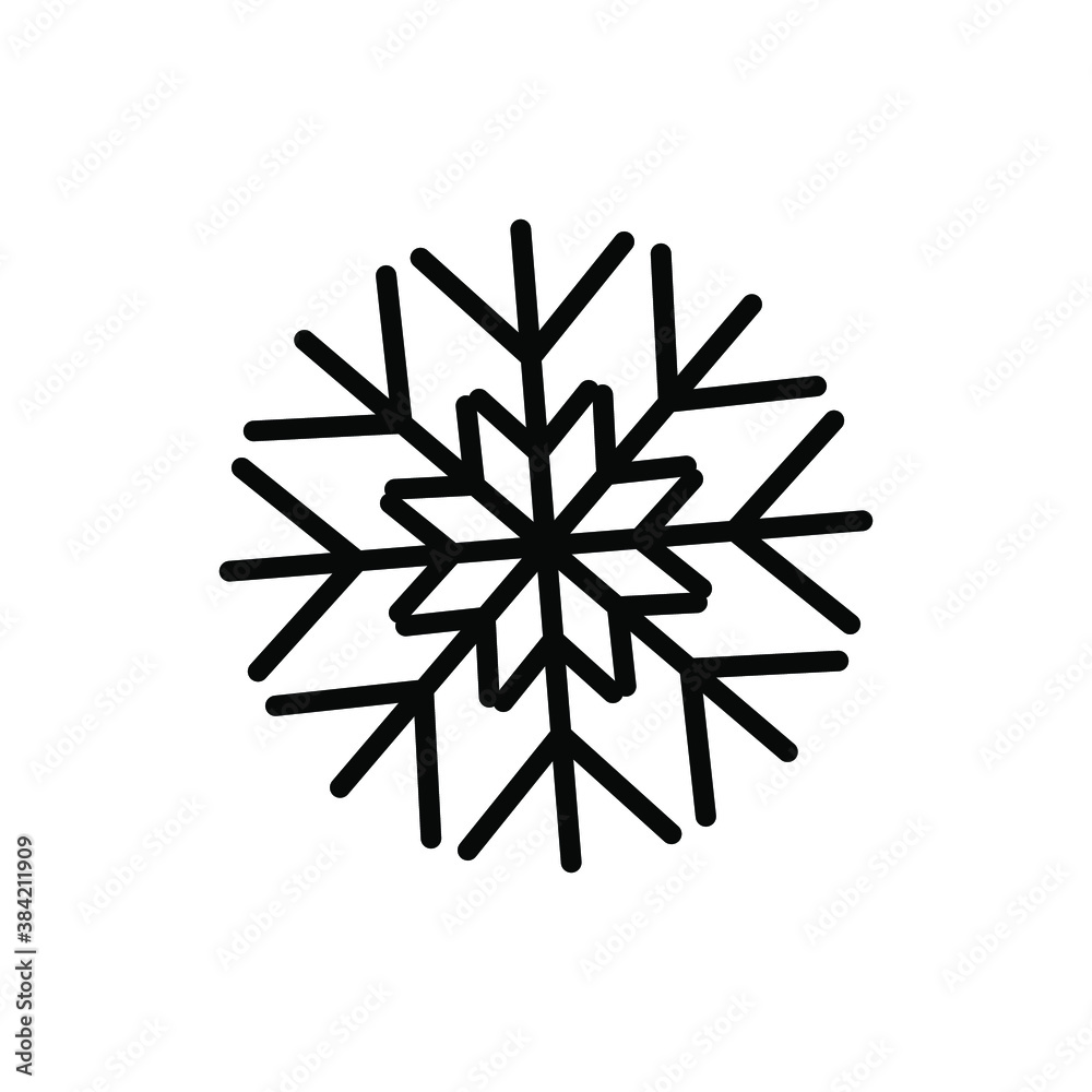 Snowflake vector icon on white background.
