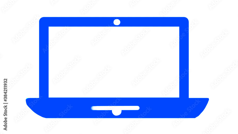 blue icon of a computer monitor laptop in white background blue icon of a computer monitor laptop in white background