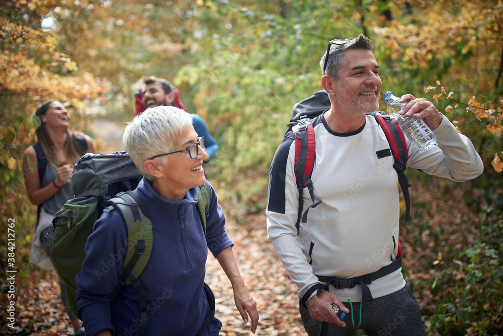 Couples having good time at hiking Couples having good time at hiking