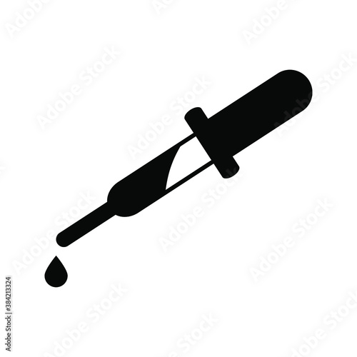 Eye Dropper, Medicine Pipette. Flat Vector Icon illustration. Simple black symbol on white background.
