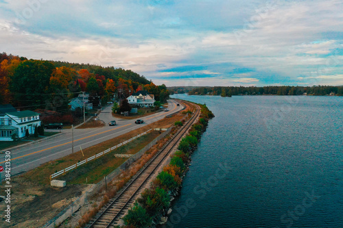 Wallpaper Mural Aerial Drone Photography Of Downtown Milton, NH (New Hampshire) During The Fall Foliage Season Torontodigital.ca