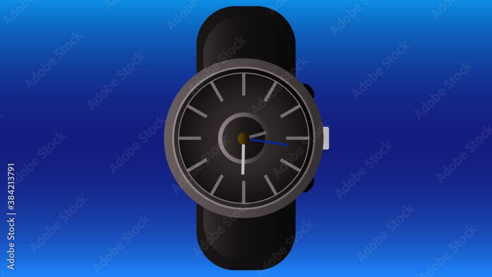 Dark stylish analog watch running 12 hours in 24 seconds zoom animation Dark stylish analog watch running 12 hours in 24 seconds zoom animation