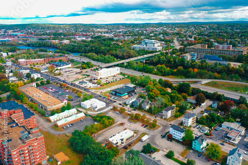 Aerial Drone Photography Of Downtown Bedford, NH (New Hampshire) During The Fall Foliage Season © Loud Canvas Media