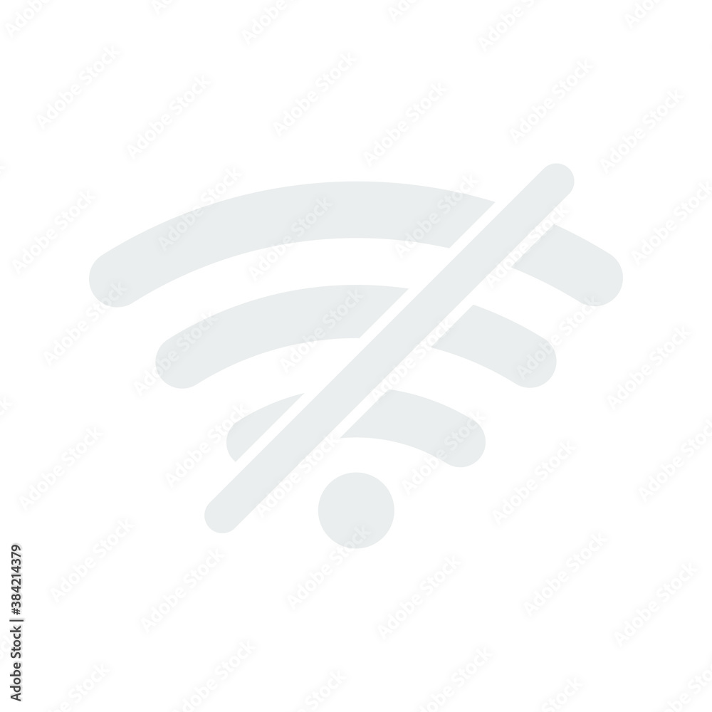 no wifi sign symbol on white background, Wireless wifi icon sign flat design vector illustration set. no wifi sign symbol on white background, Wireless wifi icon sign flat design vector illustration set.