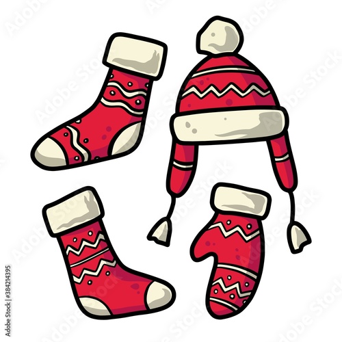 Set of christmas clothes for the new year holiday