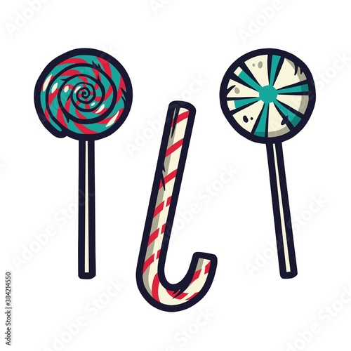 Set of christmas lollipop for the new year holiday