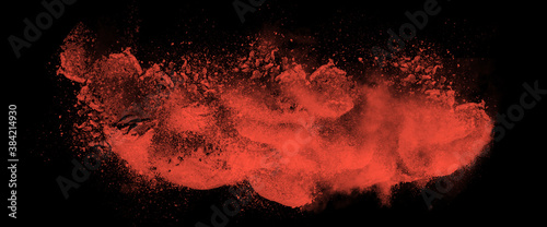 explosion of red powder and smoke