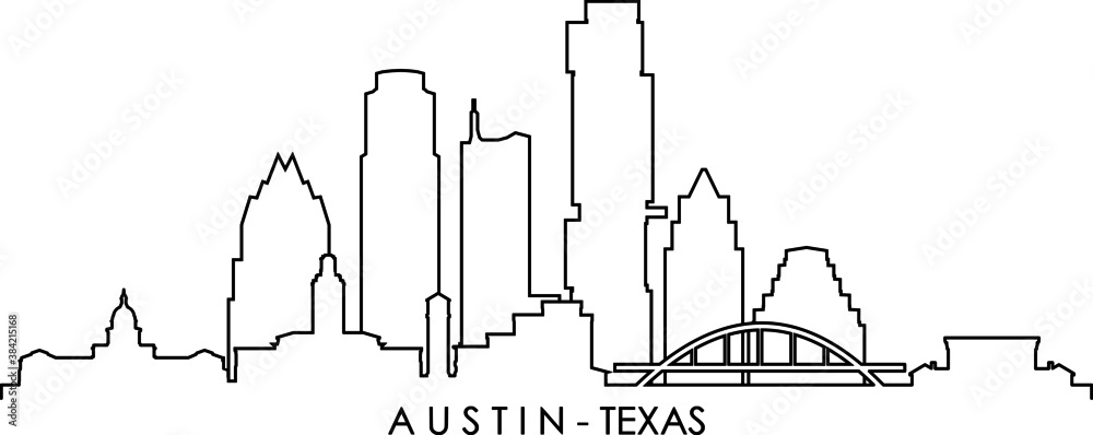 AUSTIN Texas SKYLINE City Outline Silhouette