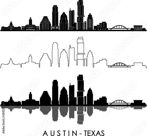 Obraz na płótnie AUSTIN Texas SKYLINE City Outline Silhouette w salonie