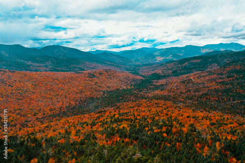 Aerial Drone Photography Of The Kancamagus Highway In Lincoln, NH (New Hampshire) During The Fall Foliage Season