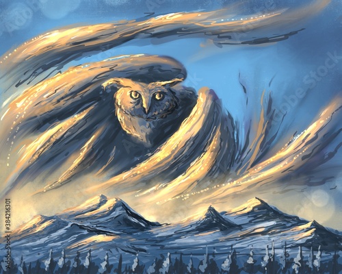 Figure of the owl in the sky photo